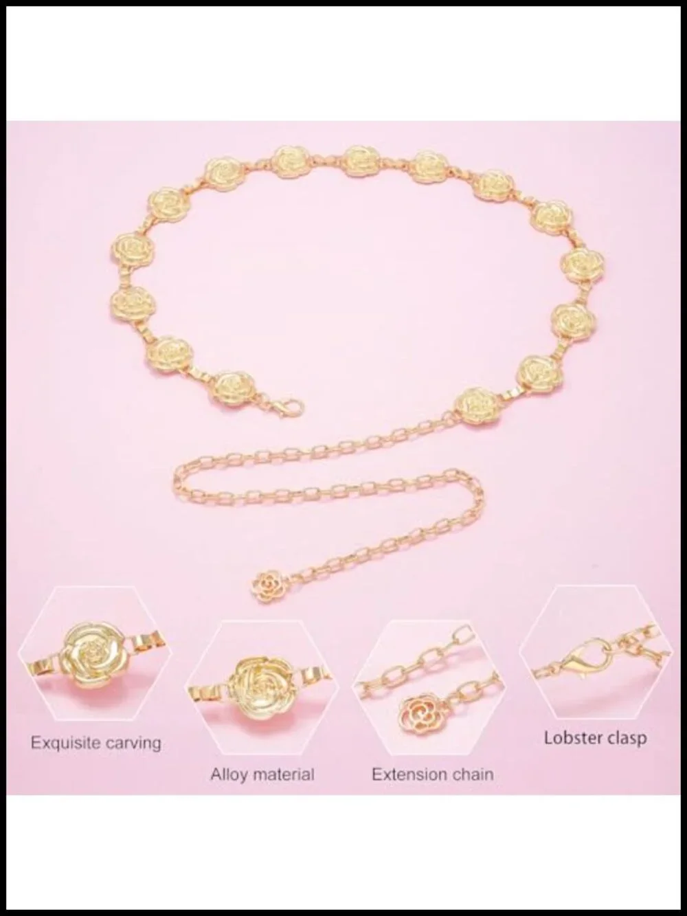 Alloy Floral Waist Chain Belt for Dresses - Adjustable